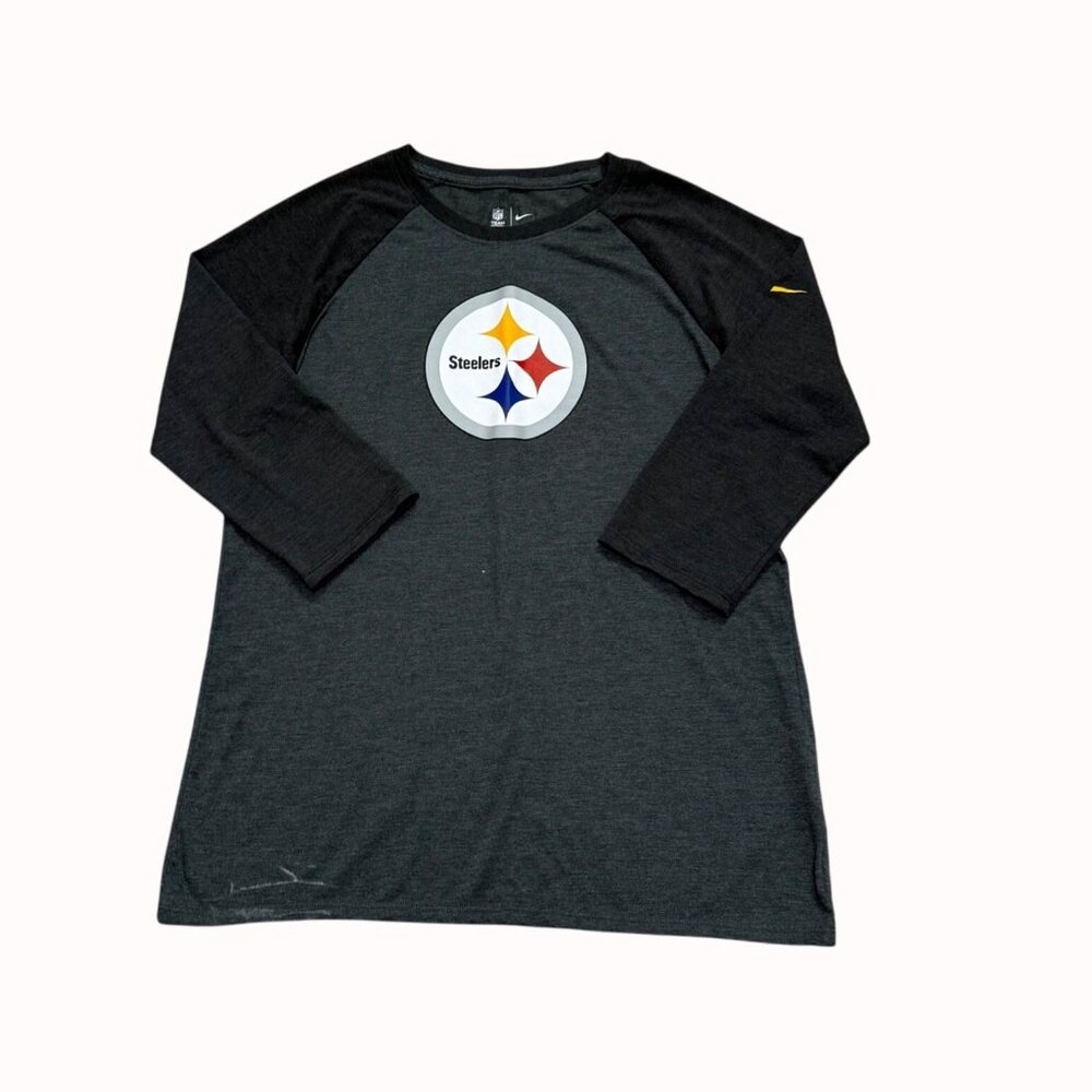 Nike Steelers NFL Team Tee Raglan Sleeve Shirt Size M Mens Black Gray